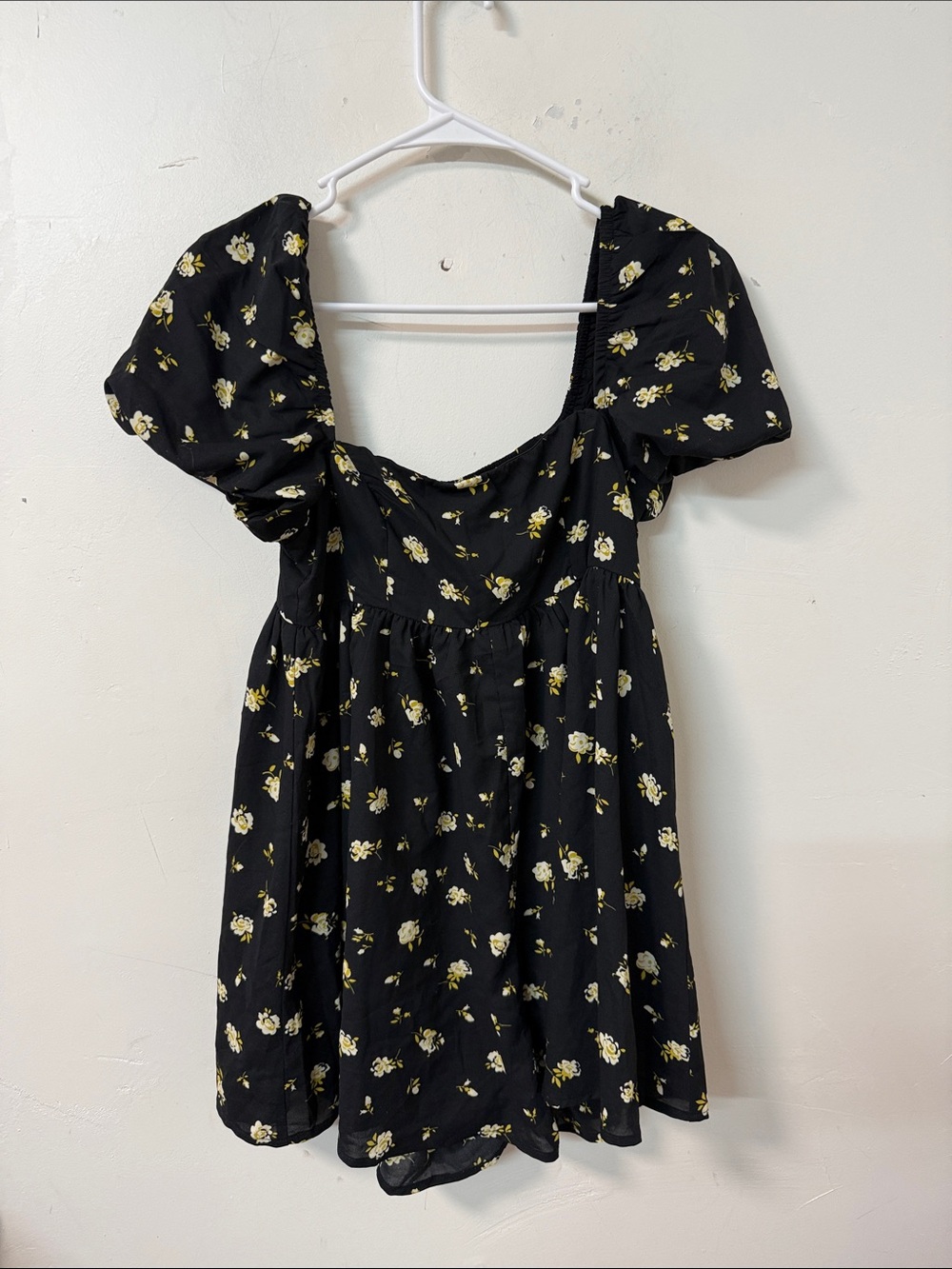 Princess Polly Black Floral Puff Sleeve Mini Dress